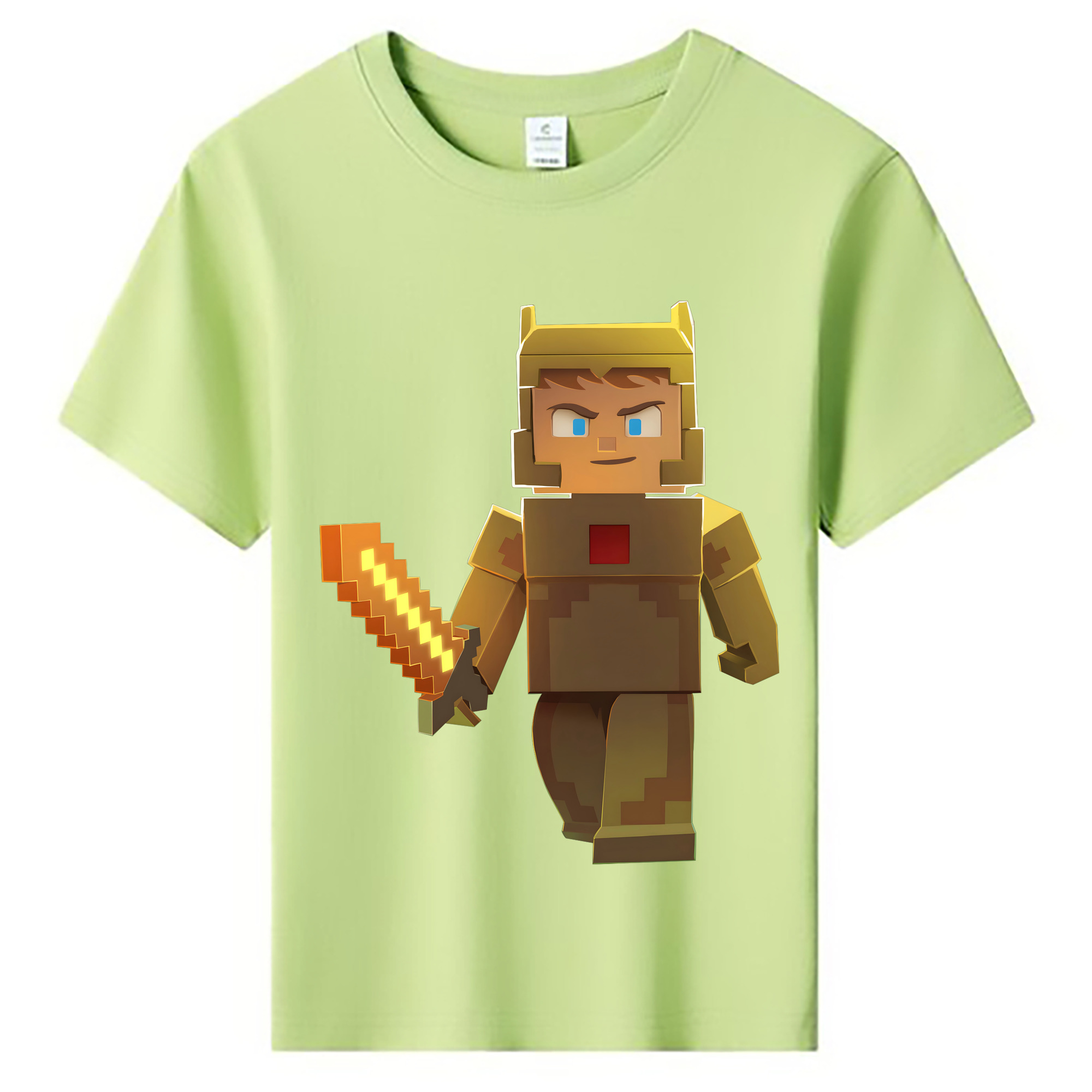 （画像用） マインクラフト ブロックの世界 Minecraft MC Block world 綿100％キッズTシャツ（フロントプリント）